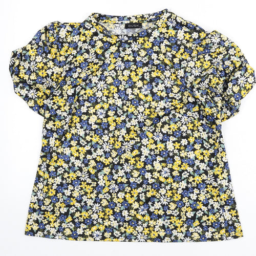 dusk Womens Multicoloured Floral Polyester Basic T-Shirt Size 14 Round Neck