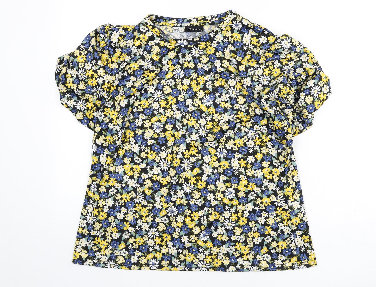 dusk Womens Multicoloured Floral Polyester Basic T-Shirt Size 14 Round Neck