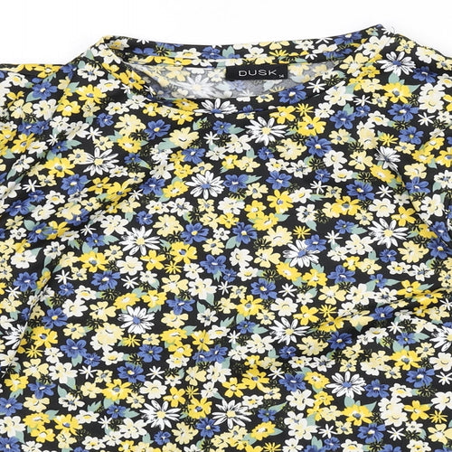 dusk Womens Multicoloured Floral Polyester Basic T-Shirt Size 14 Round Neck