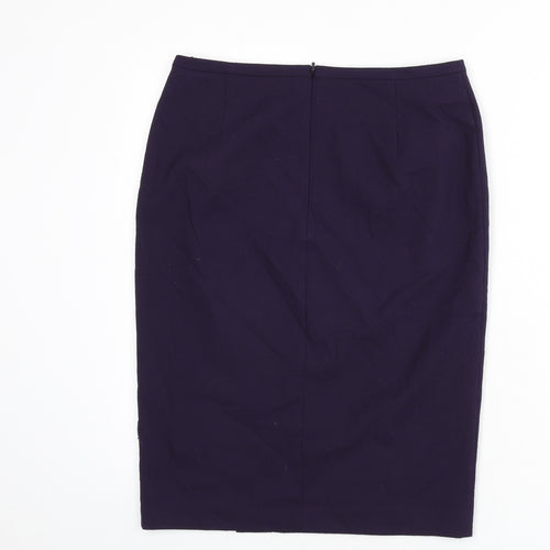 Marks and Spencer Womens Purple Polyester Straight & Pencil Skirt Size 10 Zip - Slit