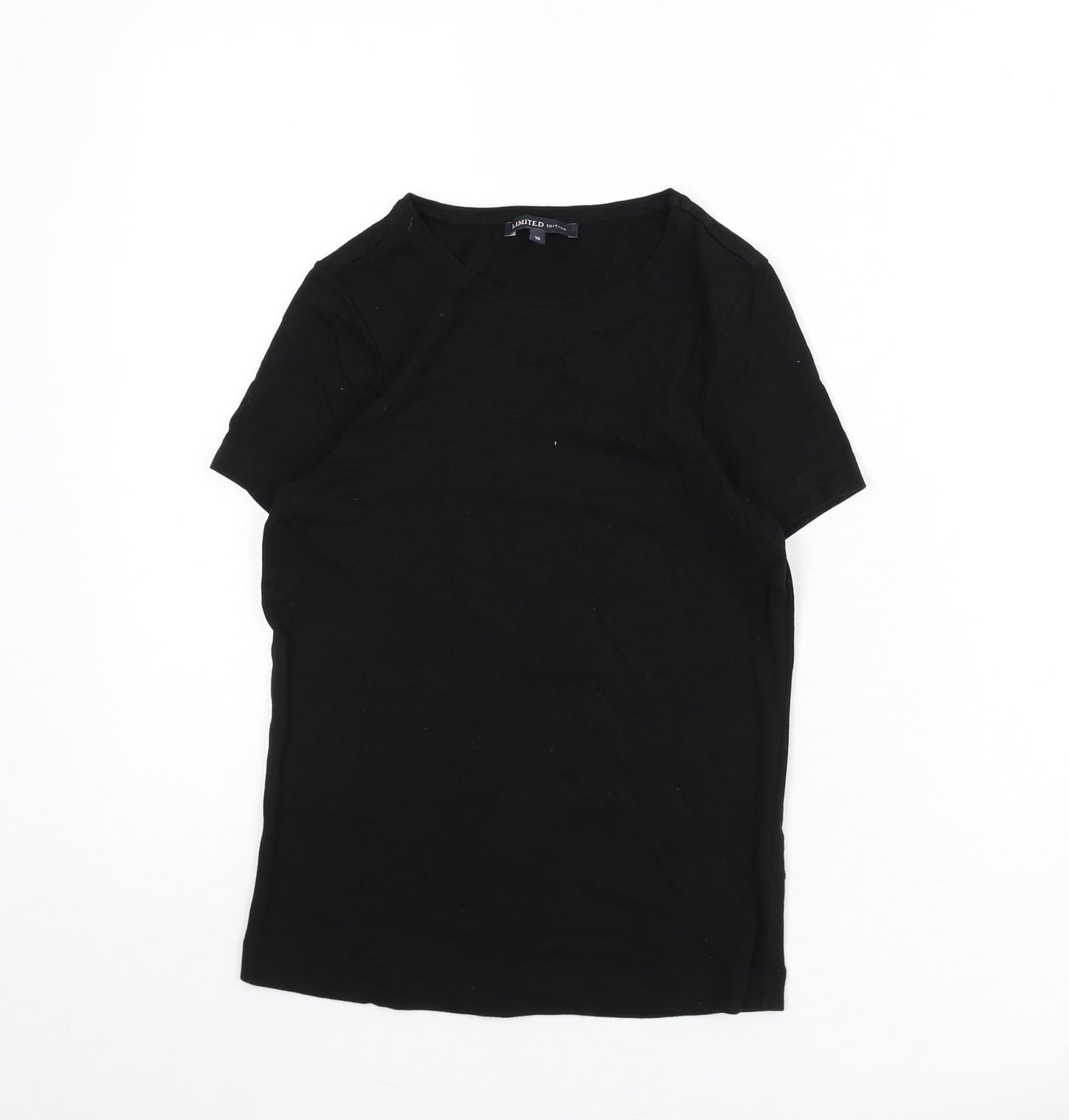 Limited Edition Womens Black Modal Basic T-Shirt Size 10 Round Neck