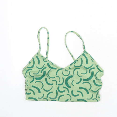 Bershka Womens Green Geometric Polyester Camisole Tank Size M V-Neck