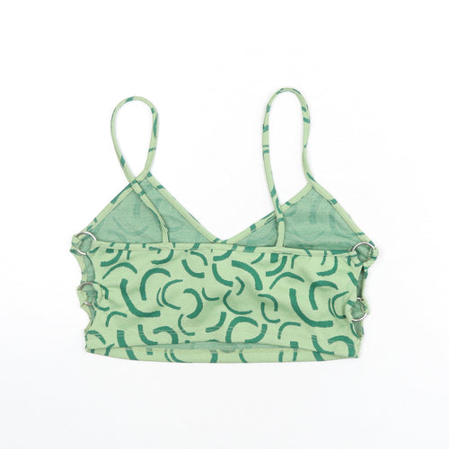 Bershka Womens Green Geometric Polyester Camisole Tank Size M V-Neck