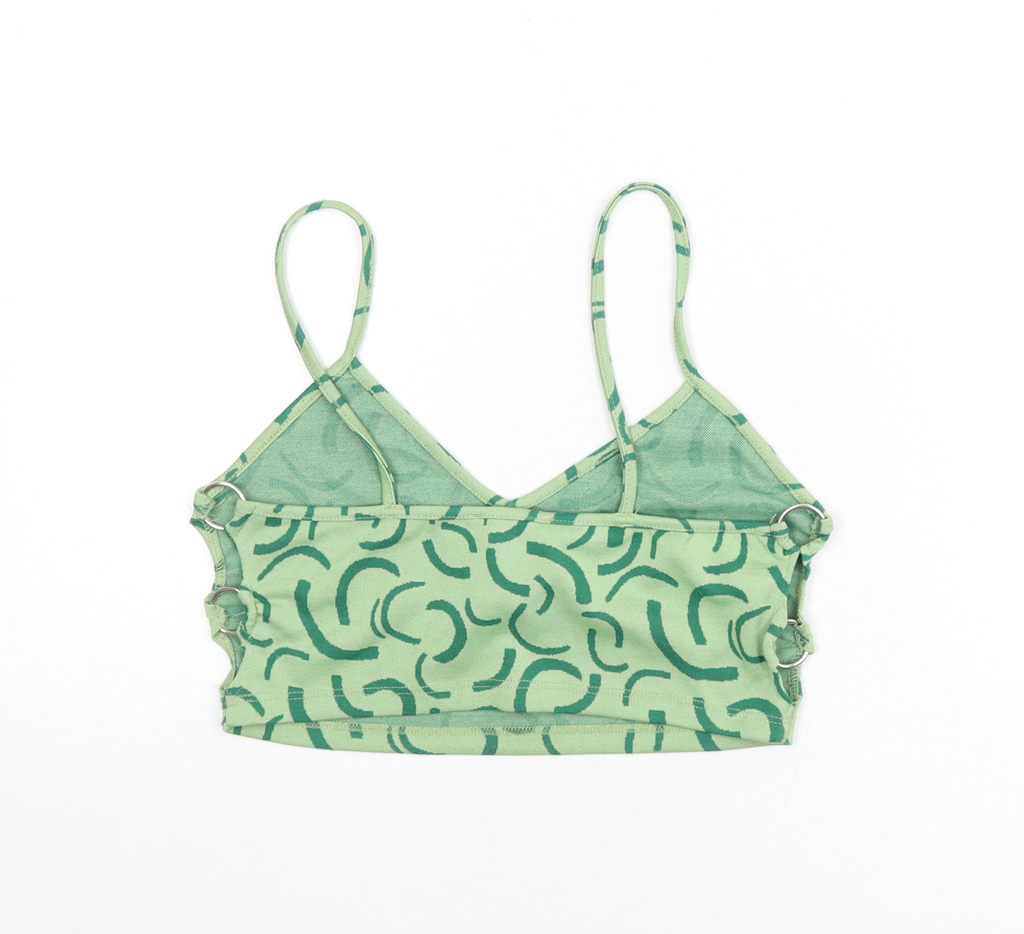Bershka Womens Green Geometric Polyester Camisole Tank Size M V-Neck
