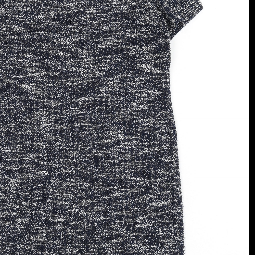 Roman Womens Blue Polyester Sheath Size 10 Round Neck Zip