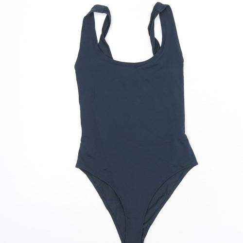 Zara Womens Blue Nylon Bodysuit One-Piece Size M Snap