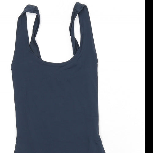 Zara Womens Blue Nylon Bodysuit One-Piece Size M Snap