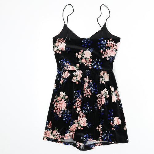 Divided by H&M Womens Black Floral Polyester Romper One-Piece Size 8 Pullover