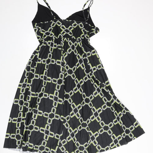 River Island Womens Black Geometric Polyester Fit & Flare Size 16 V-Neck Pullover