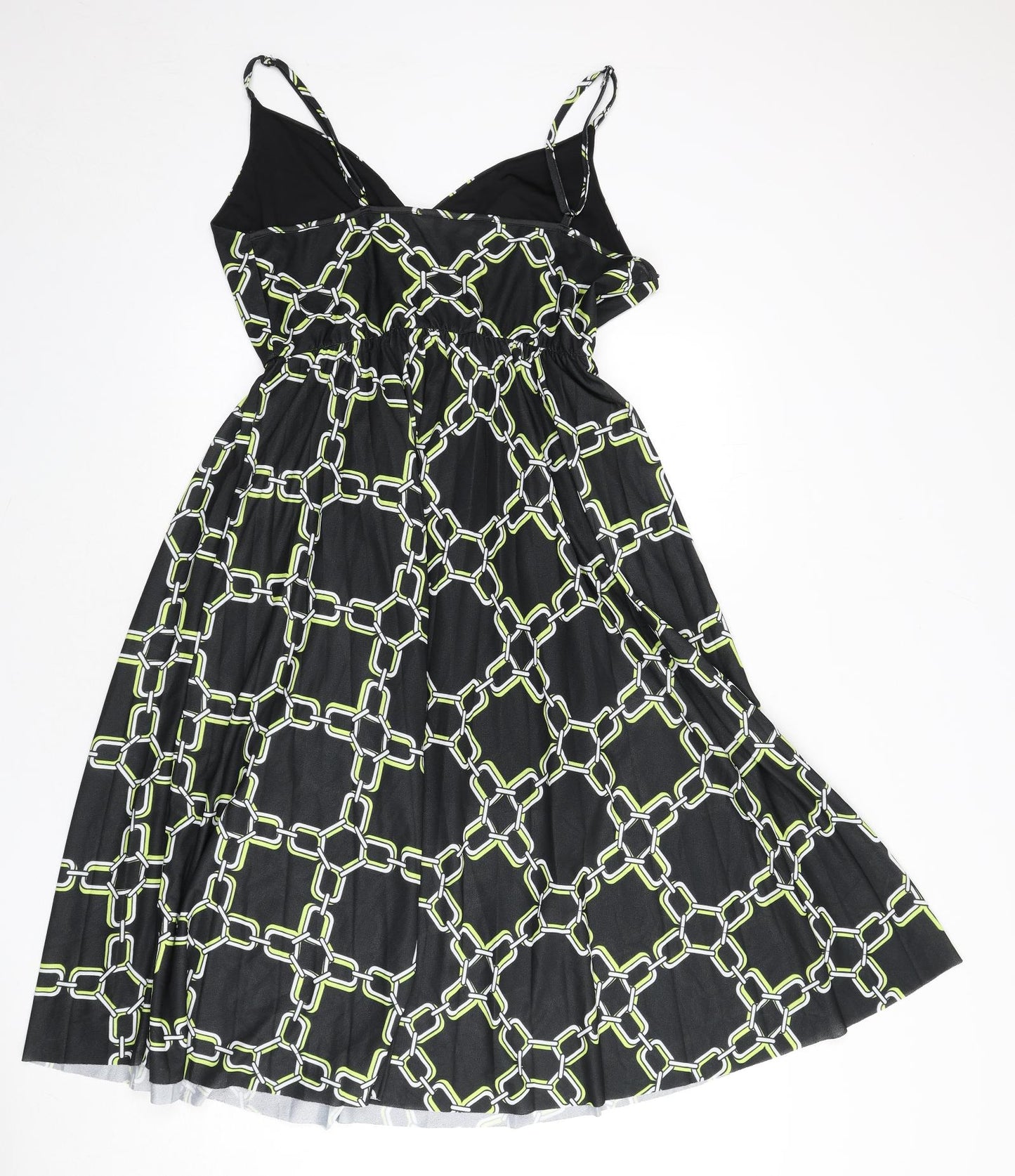 River Island Womens Black Geometric Polyester Fit & Flare Size 16 V-Neck Pullover