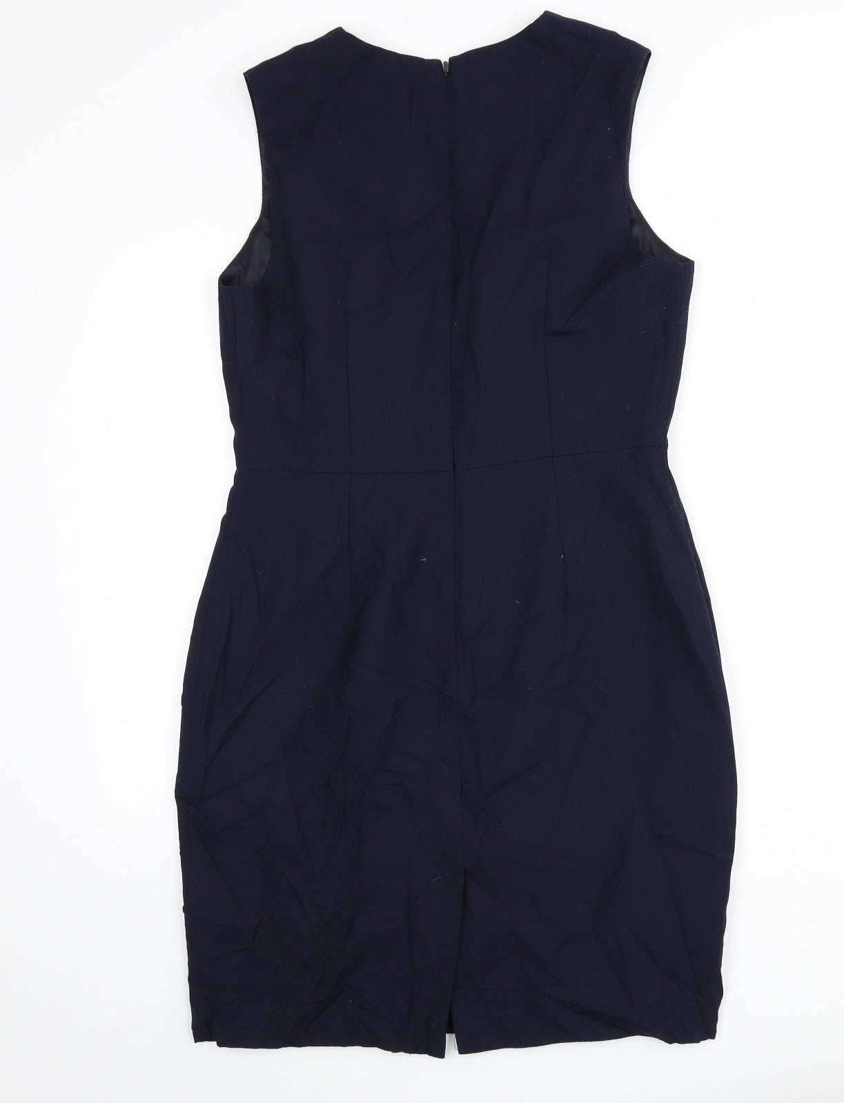 Reiss Womens Blue Polyester Pencil Dress Size 14 V-Neck Zip - Slit