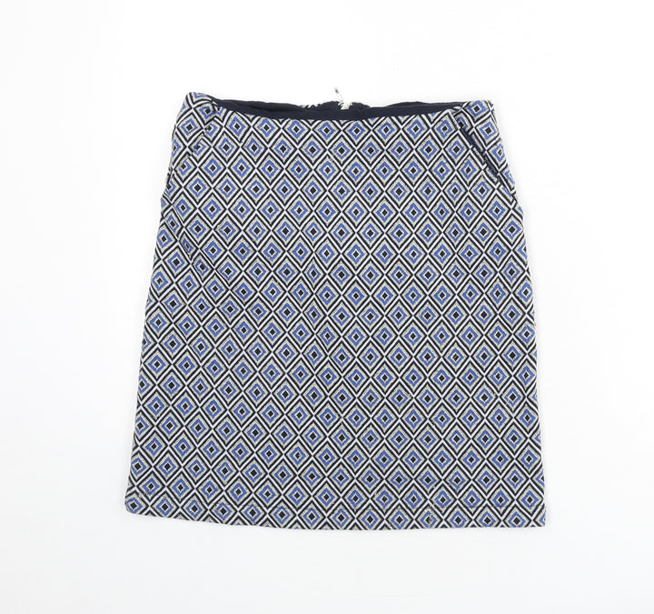 NEXT Womens Multicoloured Geometric Polyester A-Line Skirt Size 6 Zip