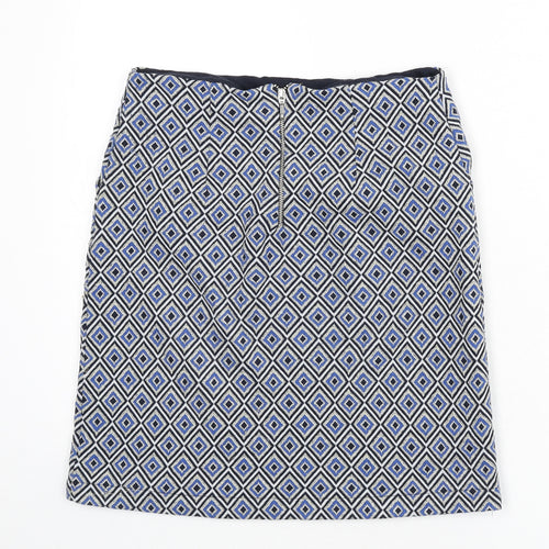 NEXT Womens Multicoloured Geometric Polyester A-Line Skirt Size 6 Zip