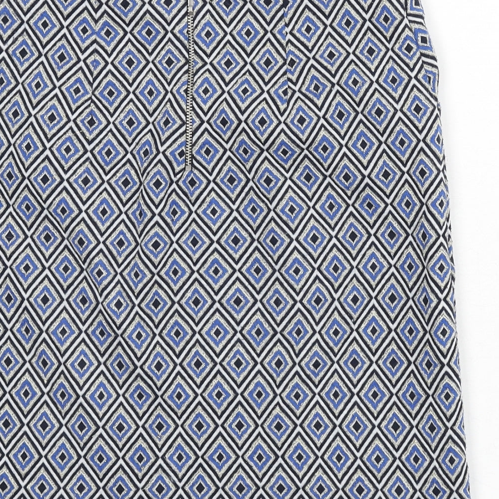 NEXT Womens Multicoloured Geometric Polyester A-Line Skirt Size 6 Zip