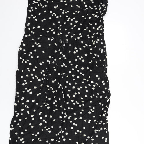Joules Womens Black Floral Linen Jumpsuit One-Piece Size 12 L21 in Zip