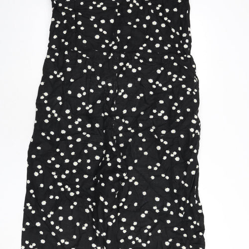 Joules Womens Black Floral Linen Jumpsuit One-Piece Size 12 L21 in Zip