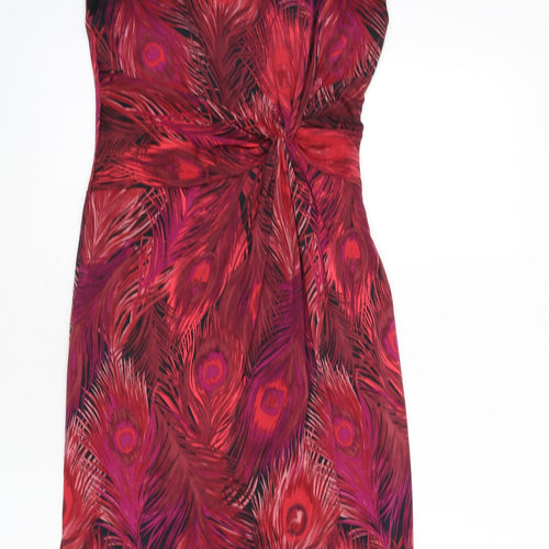 Phase Eight Womens Multicoloured Geometric Polyester A-Line Size 8 Round Neck Zip