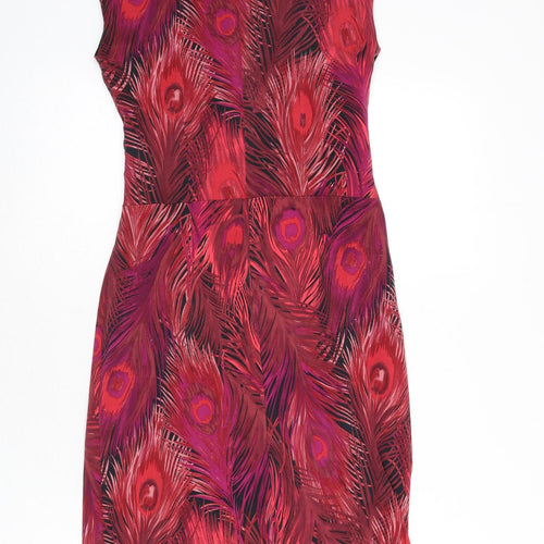 Phase Eight Womens Multicoloured Geometric Polyester A-Line Size 8 Round Neck Zip