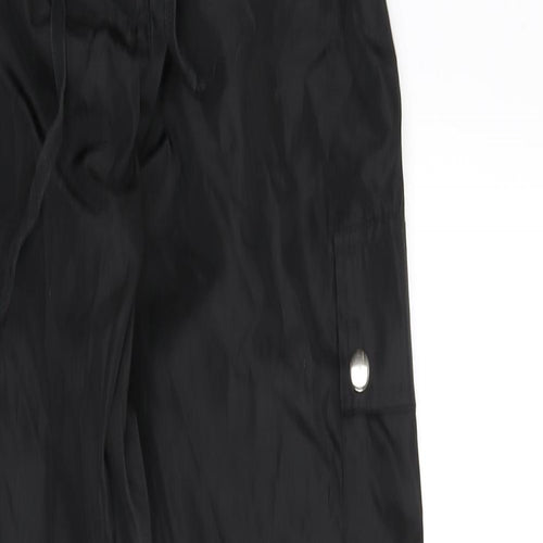 PRETTYLITTLETHING Womens Black Polyester Cargo Trousers Size 4 L28 in Regular Zip