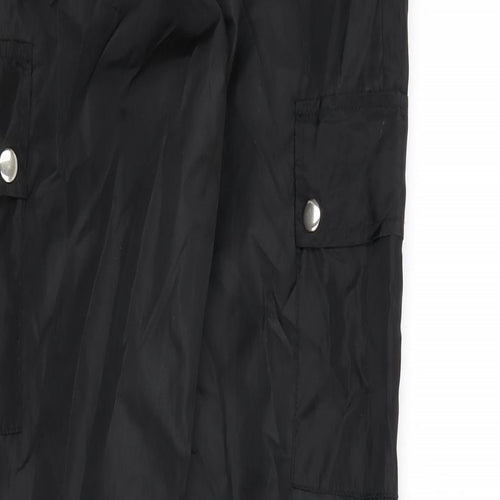 PRETTYLITTLETHING Womens Black Polyester Cargo Trousers Size 4 L28 in Regular Zip