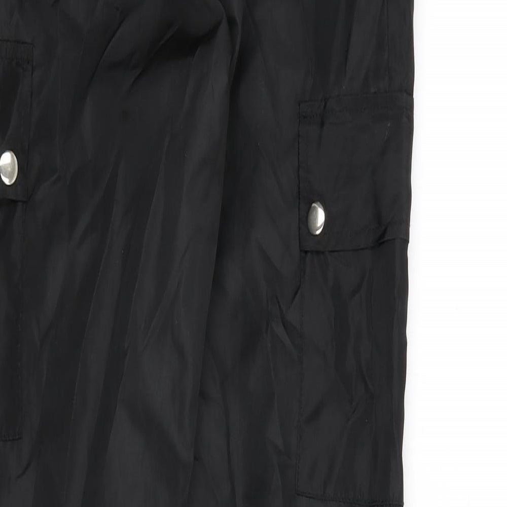 PRETTYLITTLETHING Womens Black Polyester Cargo Trousers Size 4 L28 in Regular Zip
