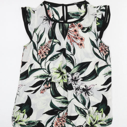 Dorothy Perkins Womens Multicoloured Floral Polyester Basic Blouse Size 6 Round Neck