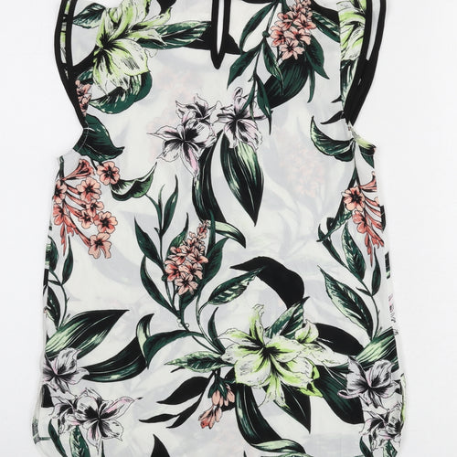 Dorothy Perkins Womens Multicoloured Floral Polyester Basic Blouse Size 6 Round Neck