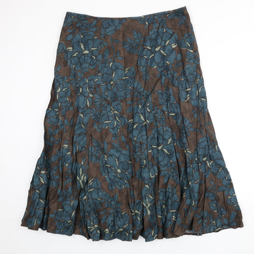 Monsoon Womens Multicoloured Floral Cotton Flare Skirt Size 16 Zip