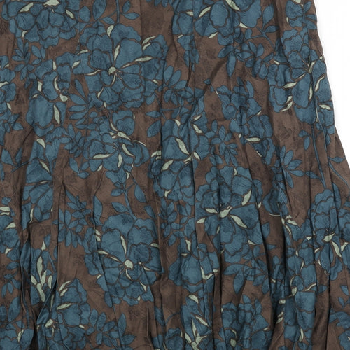 Monsoon Womens Multicoloured Floral Cotton Flare Skirt Size 16 Zip