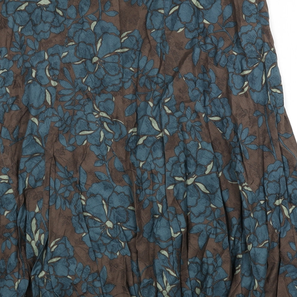 Monsoon Womens Multicoloured Floral Cotton Flare Skirt Size 16 Zip