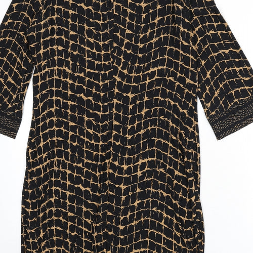 Wallis Womens Black Geometric Polyester Sheath Size 8 Boat Neck Pullover