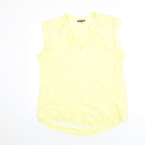 Warehouse Womens Yellow Polyester Basic Tank Size 16 V-Neck - Mesh Panels