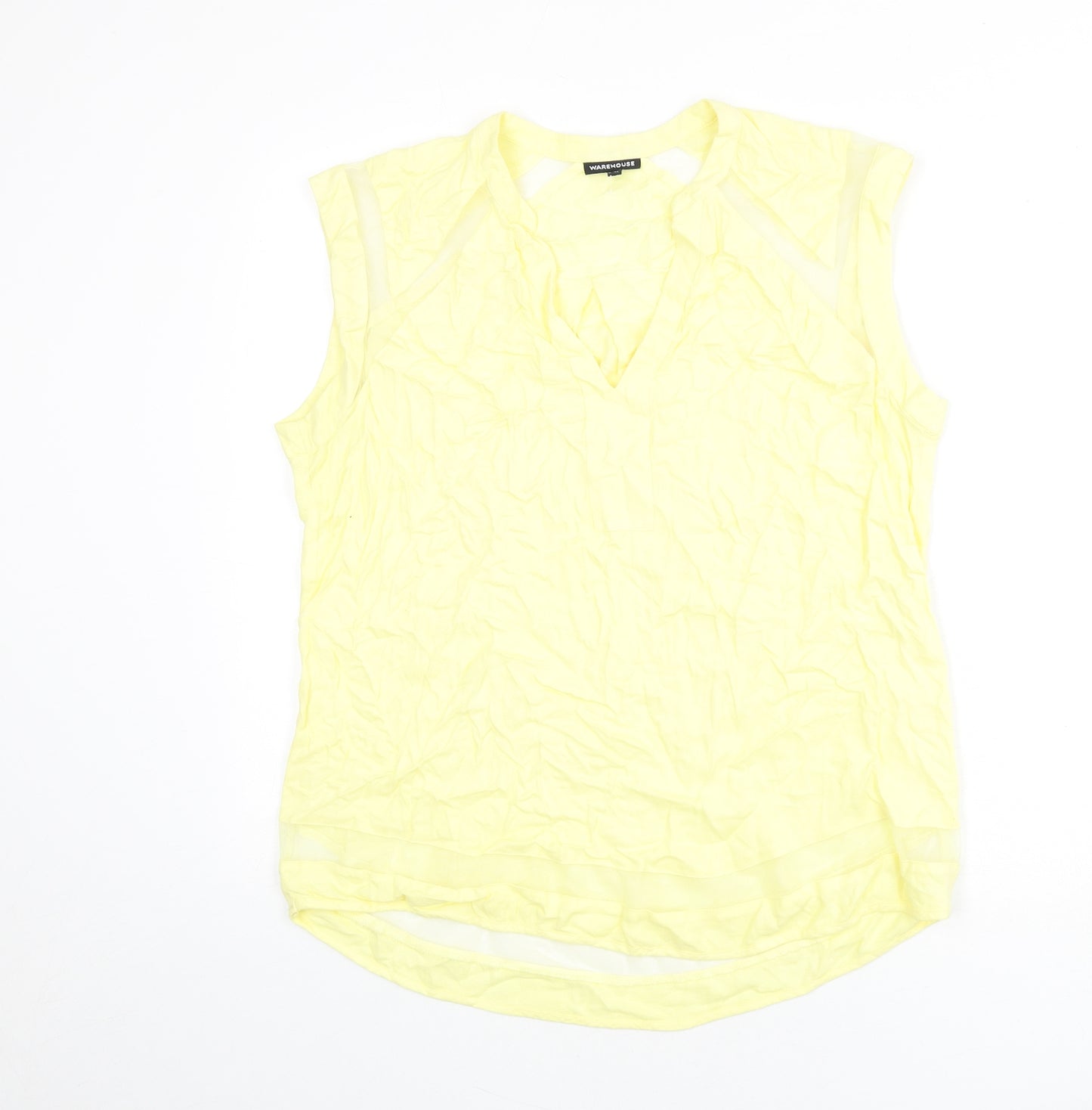 Warehouse Womens Yellow Polyester Basic Tank Size 16 V-Neck - Mesh Panels