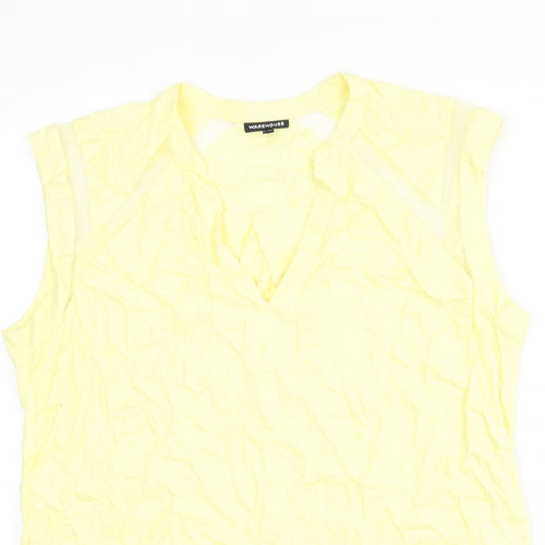 Warehouse Womens Yellow Polyester Basic Tank Size 16 V-Neck - Mesh Panels