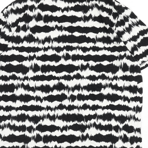 b.young Womens Black Geometric Viscose Basic T-Shirt Size S Round Neck