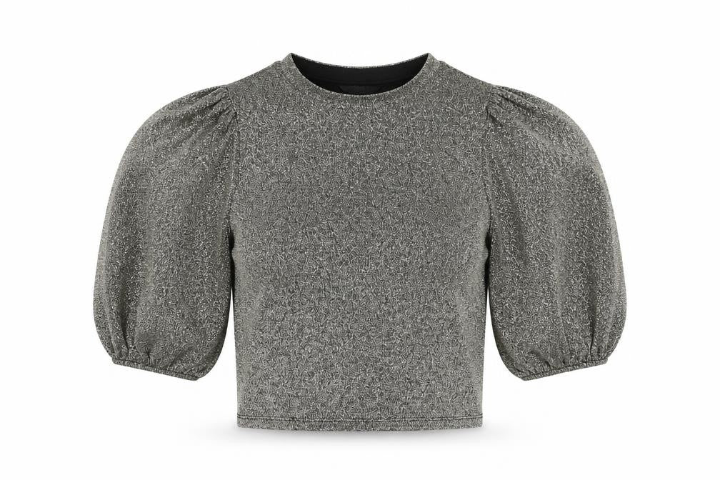 Monki Womens Gold Polyester Cropped T-Shirt Size 2XS Round Neck