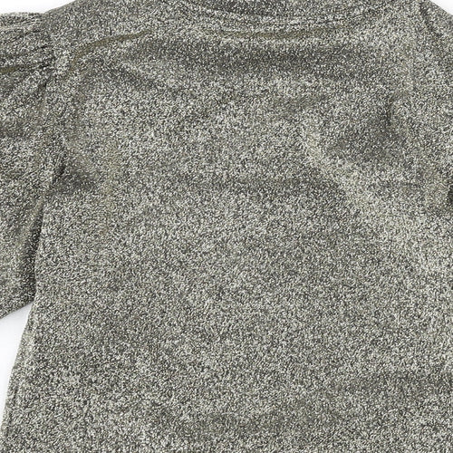 Monki Womens Gold Polyester Cropped T-Shirt Size 2XS Round Neck