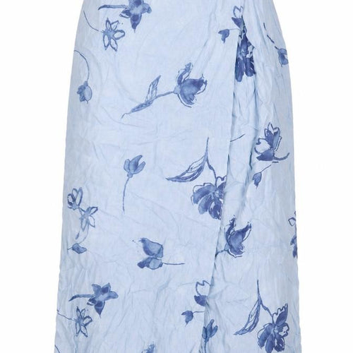 Classic Womens Blue Floral Viscose A-Line Skirt Size 18 Button
