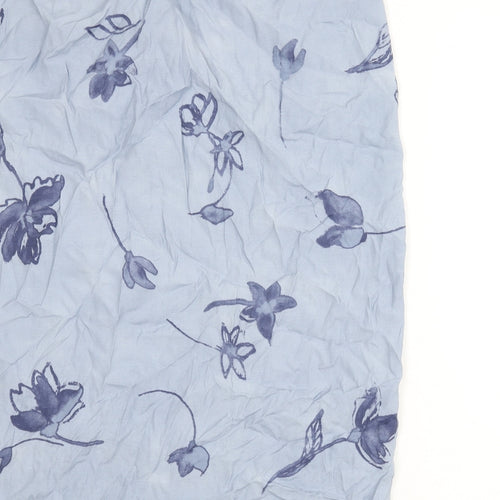 Classic Womens Blue Floral Viscose A-Line Skirt Size 18 Button