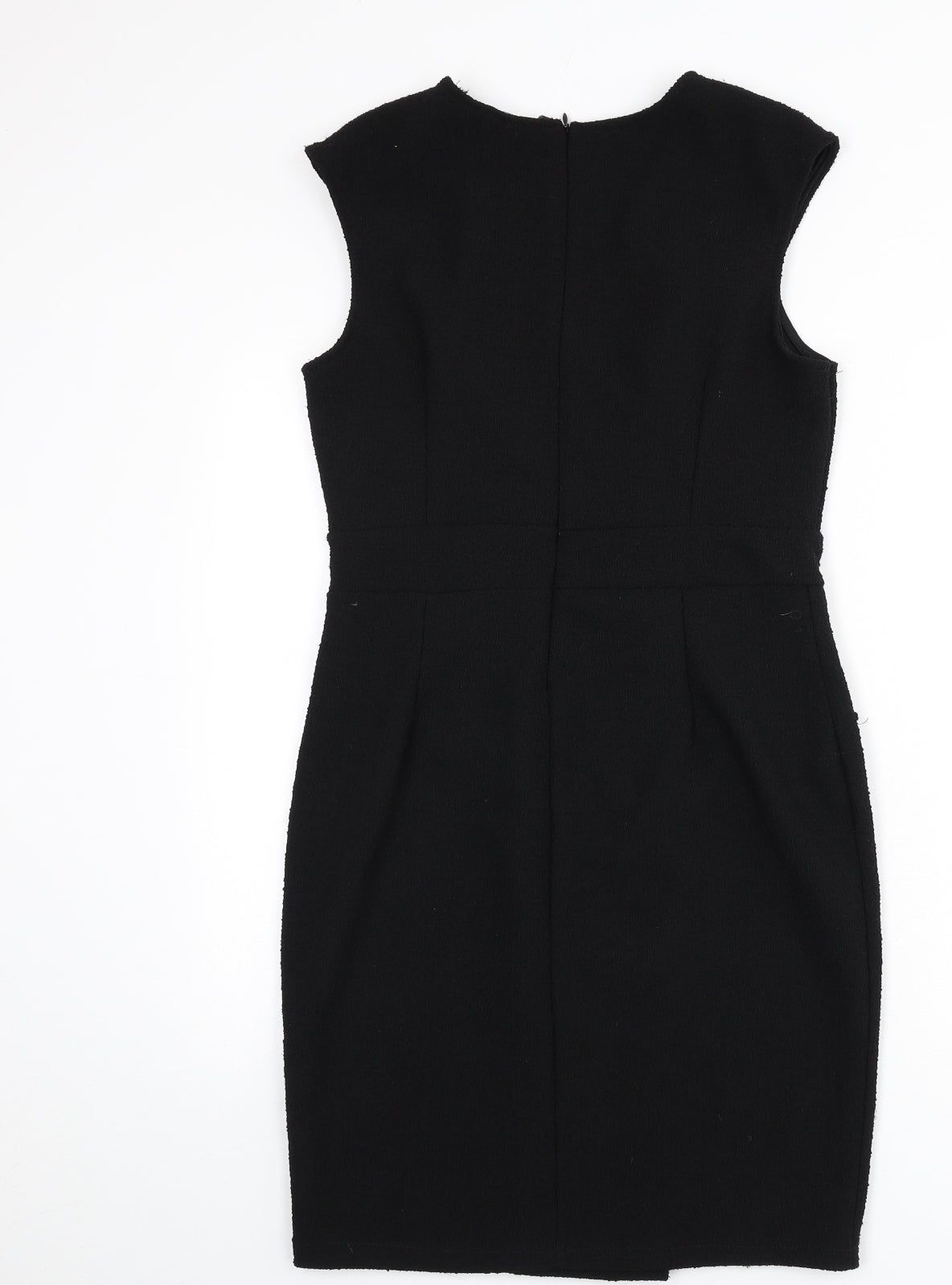Boohoo Womens Black Polyester Pencil Dress Size 14 V-Neck Zip