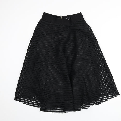 New Look Womens Black Polyester Flare Skirt Size 10 Zip