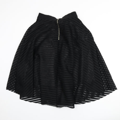New Look Womens Black Polyester Flare Skirt Size 10 Zip