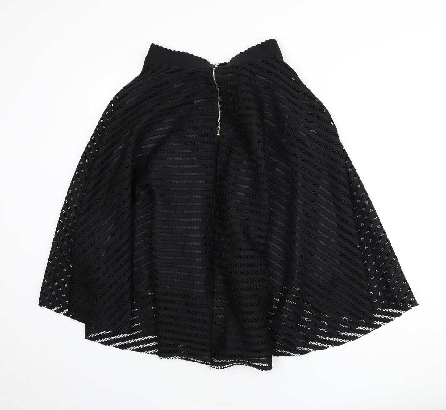 New Look Womens Black Polyester Flare Skirt Size 10 Zip