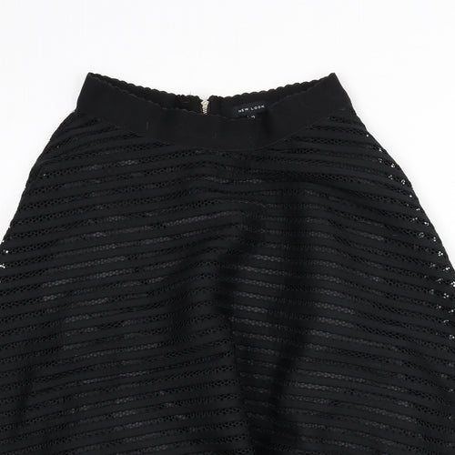 New Look Womens Black Polyester Flare Skirt Size 10 Zip