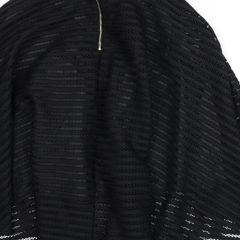New Look Womens Black Polyester Flare Skirt Size 10 Zip