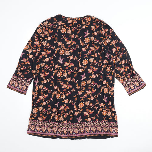 M&Co Womens Multicoloured Geometric Cotton Tunic T-Shirt Size 16 V-Neck