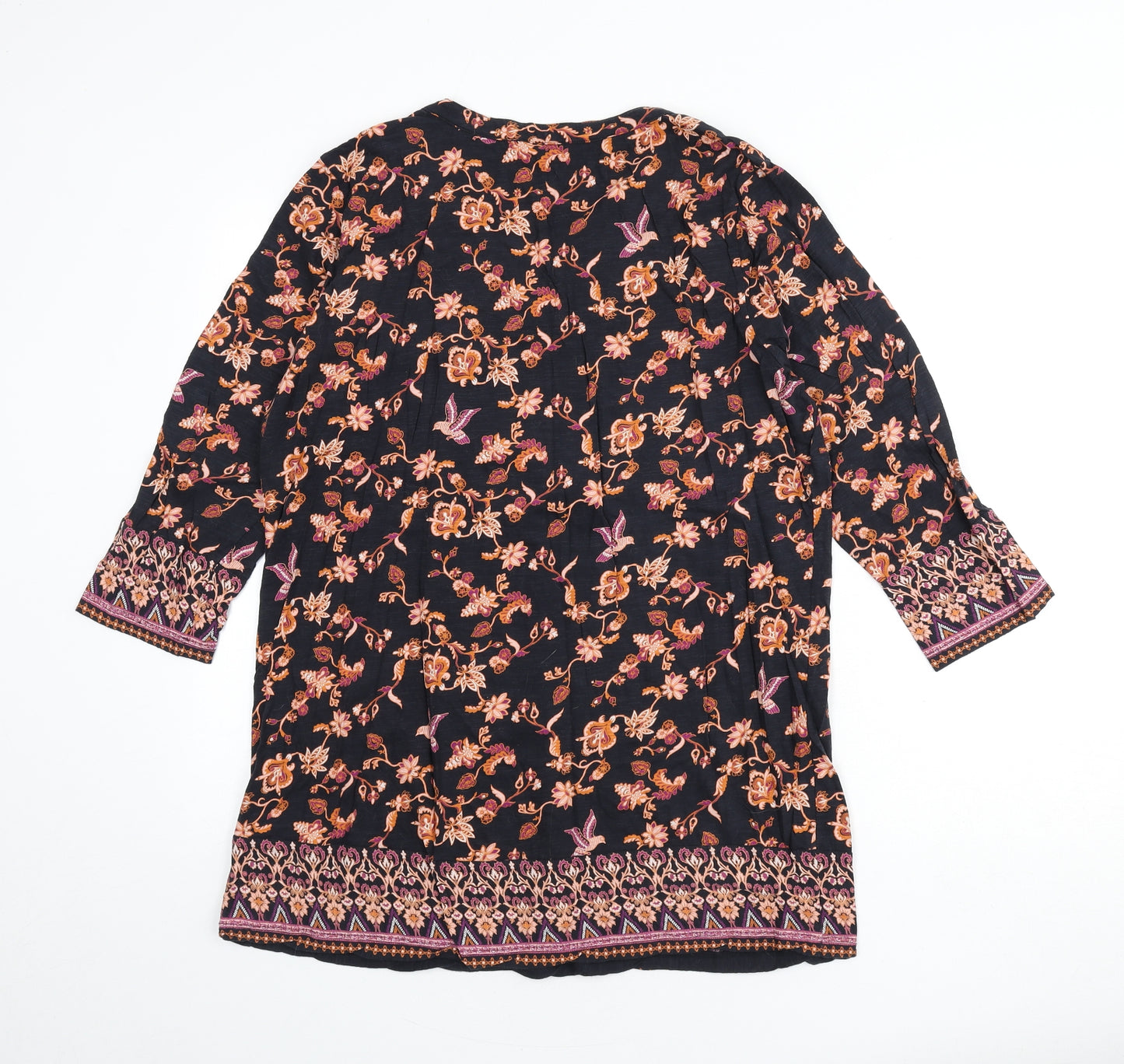 M&Co Womens Multicoloured Geometric Cotton Tunic T-Shirt Size 16 V-Neck