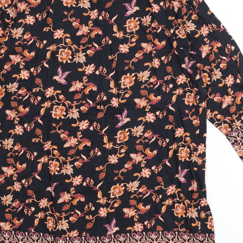 M&Co Womens Multicoloured Geometric Cotton Tunic T-Shirt Size 16 V-Neck