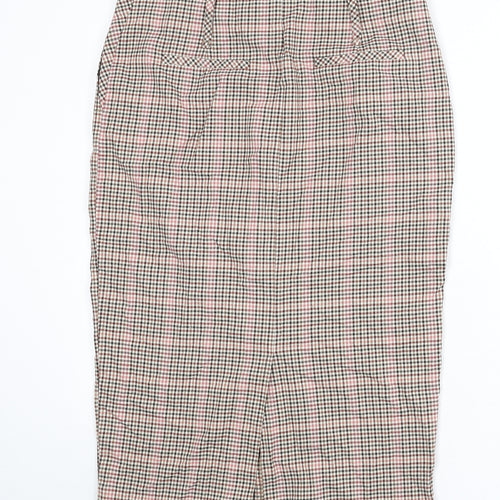 NEXT Womens Multicoloured Check Polyester Straight & Pencil Skirt Size 12 Zip - Slit