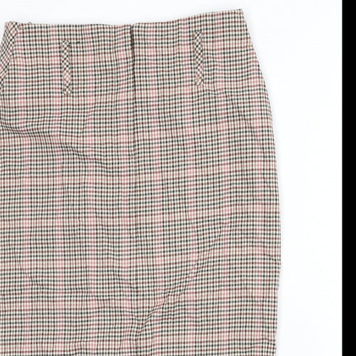 NEXT Womens Multicoloured Check Polyester Straight & Pencil Skirt Size 12 Zip - Slit